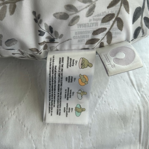 Boppy Original Nursing Support/Pillow Grey Taupe Leaves - Picture 3 of 4
